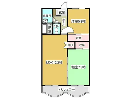 セリーンハイツイケダ第2(2LDK/5階)の間取り写真