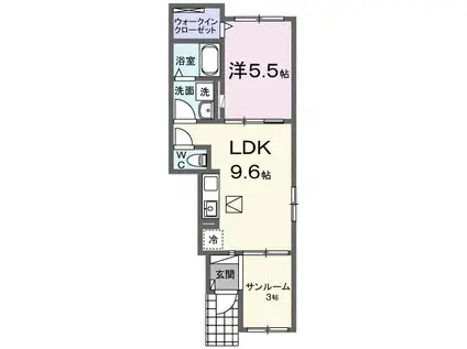 フラワー(1LDK/1階)の間取り写真