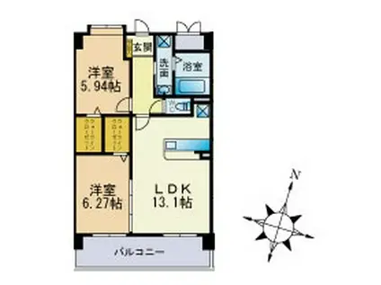 ボヌールふぢ(2LDK/3階)の間取り写真