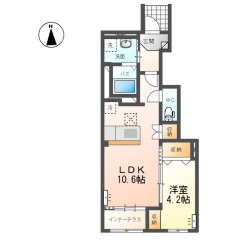 高崎市上小鳥町N様アパート工事(1LDK/1階)の間取り写真