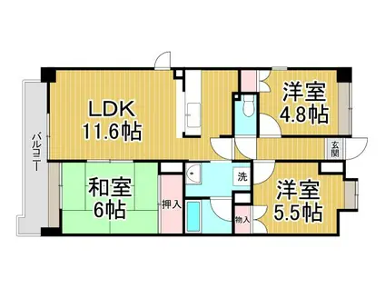 ハイネス広畑(3LDK/2階)の間取り写真