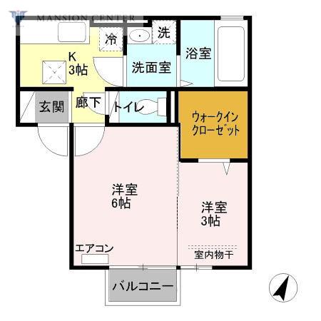 ＪＲ信越本線 新潟駅 徒歩52分 2階建 築18年(2K/1階)の間取り写真