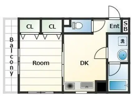 ジュネスドミール(1DK/1階)の間取り写真