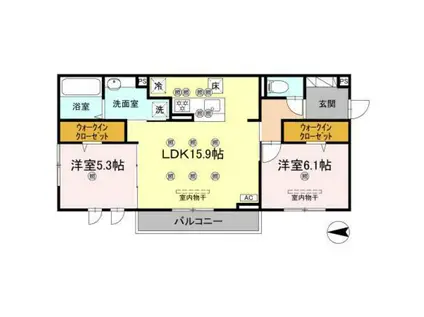 ドリーム大町(2LDK/1階)の間取り写真