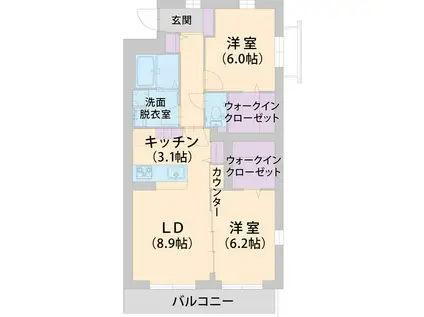 パラッツォ淵野辺I(2LDK/3階)の間取り写真