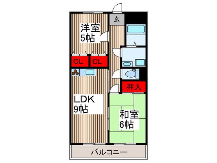 ロータスⅡ(2LDK/3階)の間取り写真