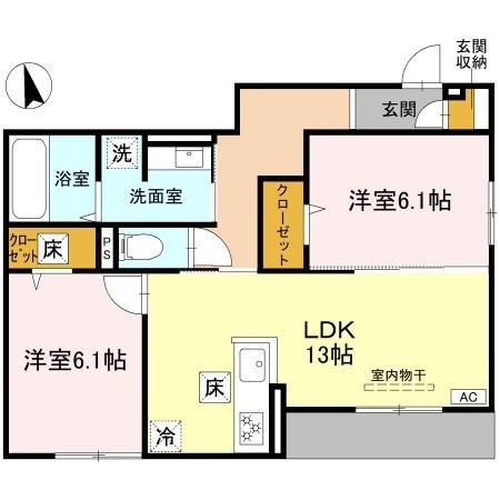 FIELD COURT(2LDK/1階)の間取り写真