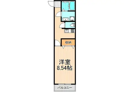 オータム(1K/2階)の間取り写真
