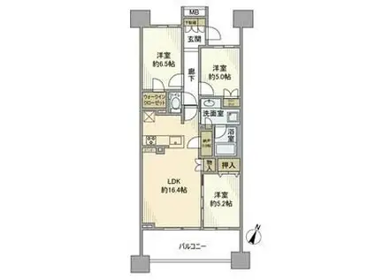 プラウドタワー春日井(3LDK/7階)の間取り写真