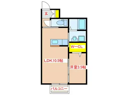 CONTENTO(1LDK/1階)の間取り写真