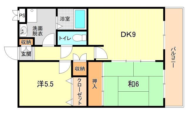 グリーンエイトIV(2DK/2階)の間取り写真