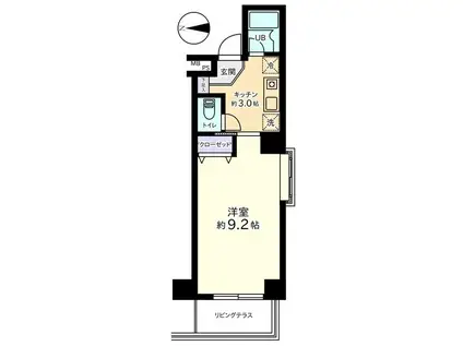 信開ウエラコート日之出町(1K/4階)の間取り写真