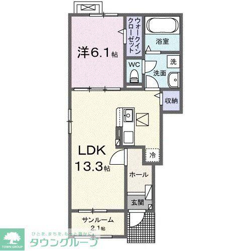オークランド シャルマンA(1LDK/1階)の間取り写真