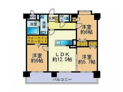 カラコレスV(3LDK/4階)の間取り写真