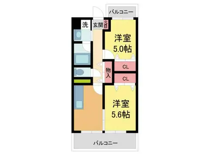 カサフェリーチェ(2DK/2階)の間取り写真