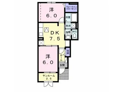セレノ ディモーラ I(2DK/1階)の間取り写真