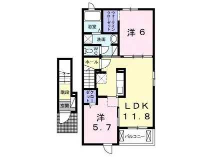 インプレス(2LDK/2階)の間取り写真