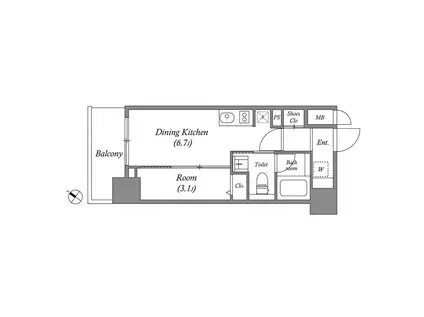 クオリタス日本橋浜町(1DK/11階)の間取り写真