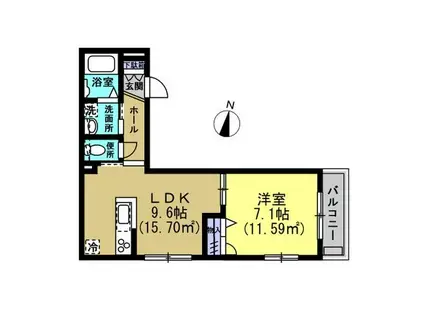 ヴィラ ビアンカ K(1LDK/3階)の間取り写真
