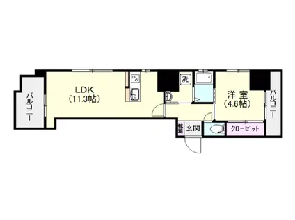 S-FORT鹿児島中央(1LDK/5階)の間取り写真