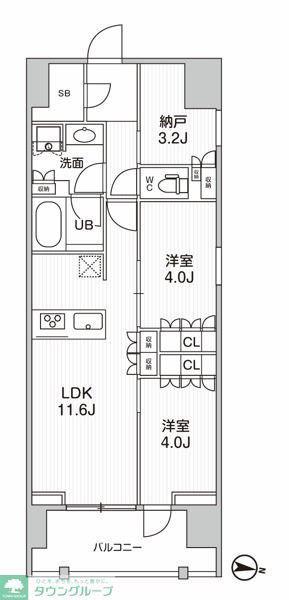 シーズンフラッツ押上フィオーレ(2SLDK/12階)の間取り写真