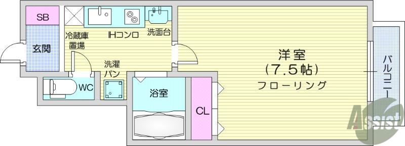 アーバンコート角五郎(1K/1階)の間取り写真