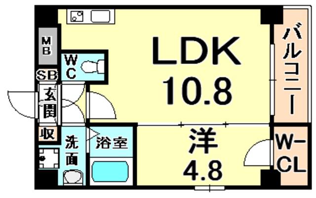 セレニテ甲子園I(1LDK/4階)の間取り写真
