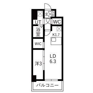 メイクスアート浄心(1LDK/6階)の間取り写真