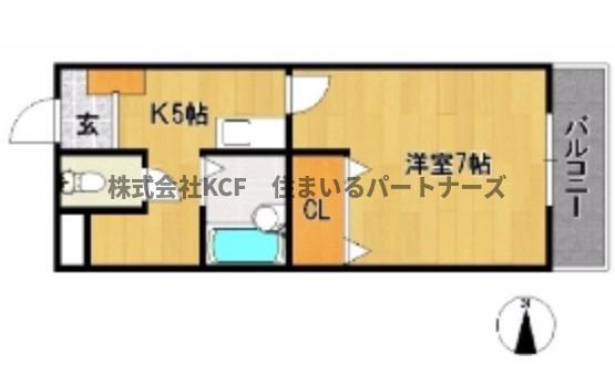 パールマンション上津(1K/4階)の間取り写真