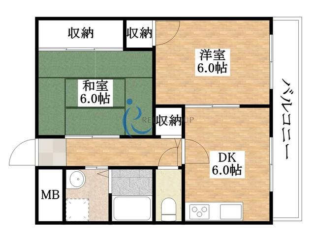 エレガンス喜連(2DK/3階)の間取り写真