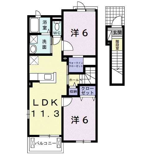 スプリングガーデンB(2LDK/2階)の間取り写真