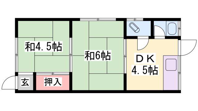 石塚荘(2DK/1階)の間取り写真