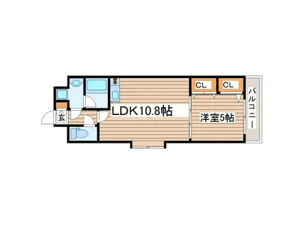 エスパース長町南(1LDK/3階)の間取り写真