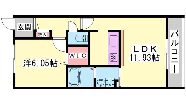 エレアージュ姫路駅南(1LDK/3階)の間取り写真