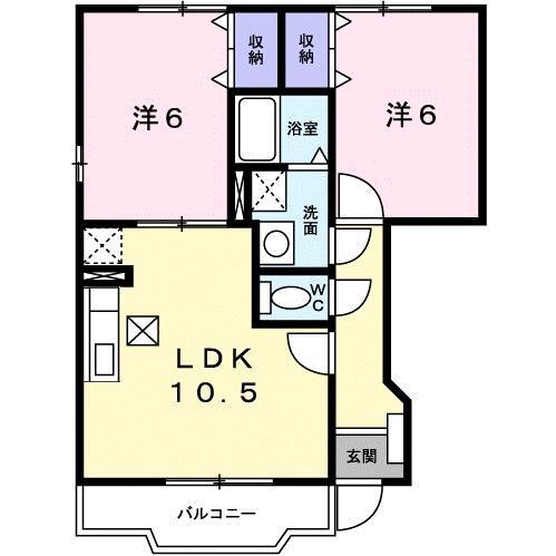 ソル・ビラージュII(2LDK/1階)の間取り写真