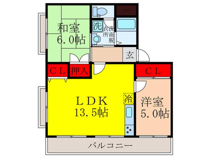 ヴィラ・デ・藤が丘(2LDK/2階)の間取り写真