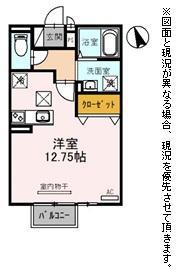 サンローズB棟(ワンルーム/1階)の間取り写真