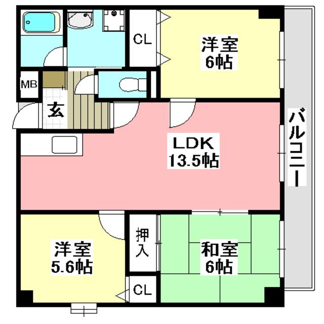 ステラハイム(3LDK/3階)の間取り写真
