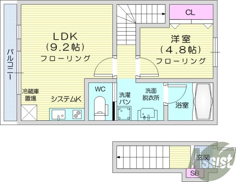 PREMORY名取駅 A棟(1LDK/2階)の間取り写真