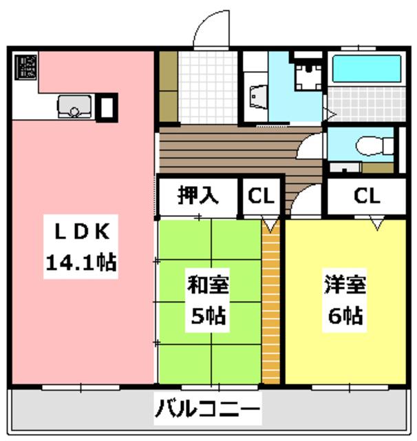 マリエッタヒルズ(2LDK/2階)の間取り写真