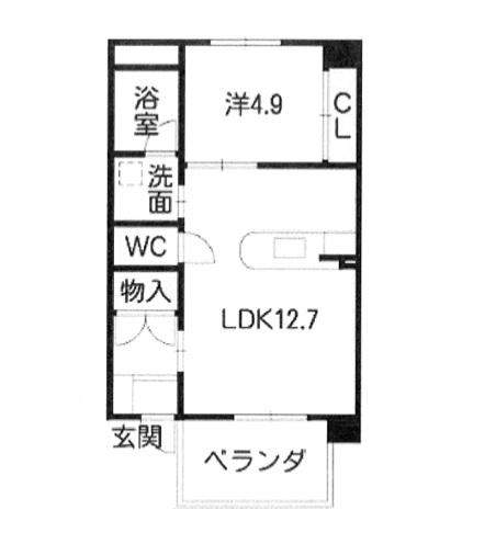 ファイブスター高田(1LDK/1階)の間取り写真