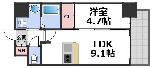 GM KOHAMA(1LDK/8階)の間取り写真