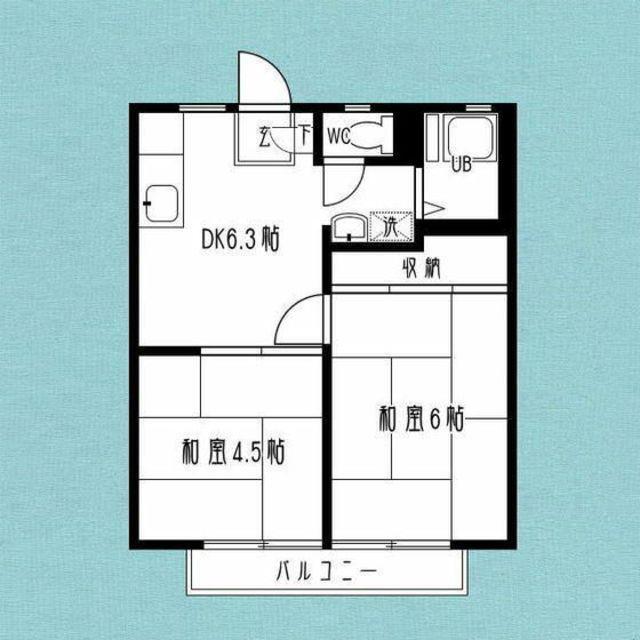サニーハイツ(2DK/1階)の間取り写真