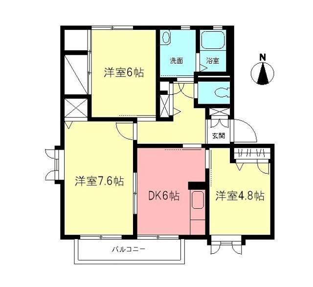 コーポ豊明A(3DK/1階)の間取り写真