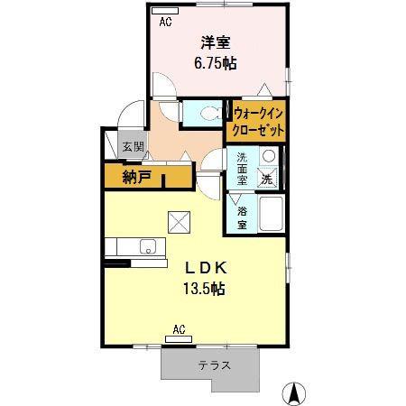 ブルームコートII(1LDK/1階)の間取り写真