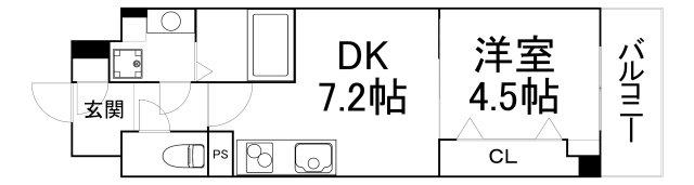 GIOIA NAMBA(1DK/2階)の間取り写真