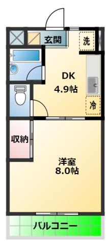 イーグルIII(1DK/2階)の間取り写真