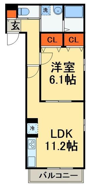 SUN CREST(1LDK/1階)の間取り写真
