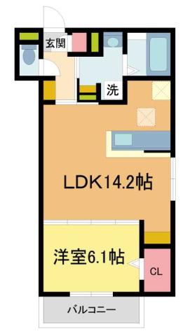 アルカンシエル(1LDK/1階)の間取り写真