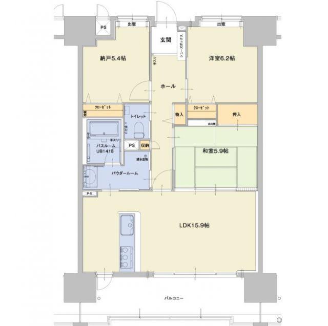 エイリックスタイル大分駅西フェリオ(2SLDK/7階)の間取り写真